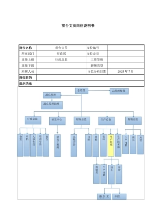 前台岗位说明书