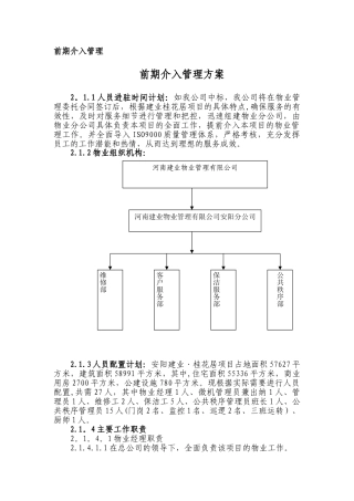 前期介入管理方案及物业费测算方案
