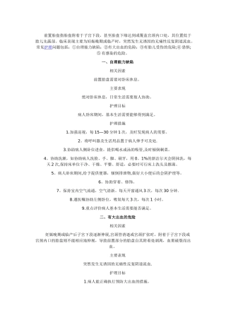 前置胎盘的标准护理计划