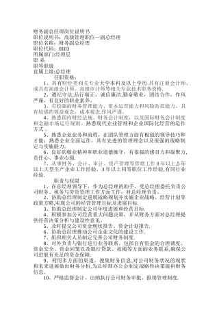 副总经理岗位说明书-