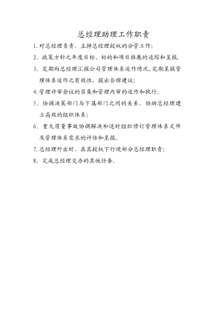 副总经理工作职责