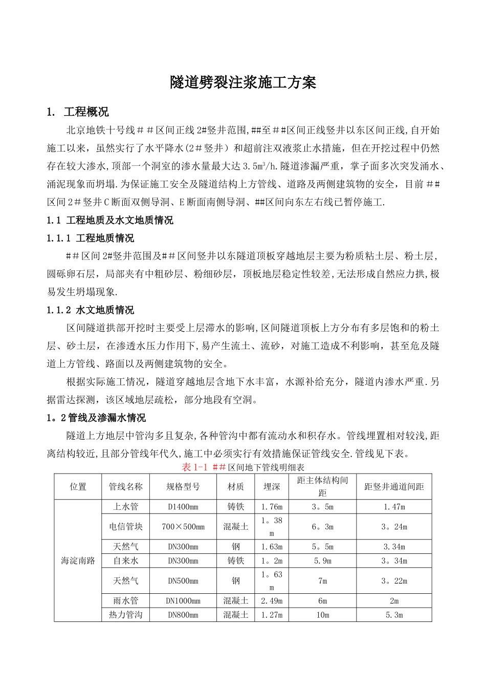 劈裂注浆施工方案_第1页