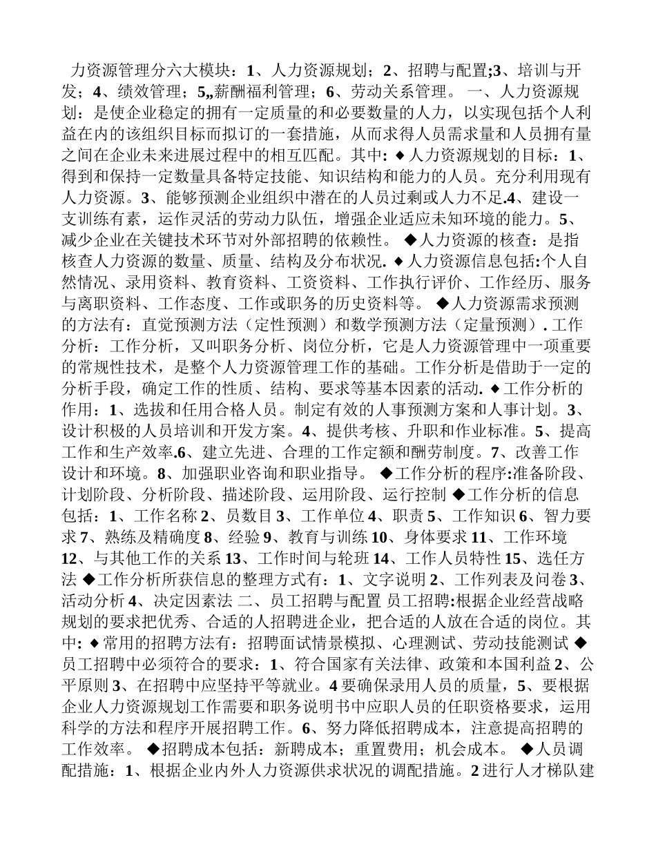 力资源管理分六大模块_第1页