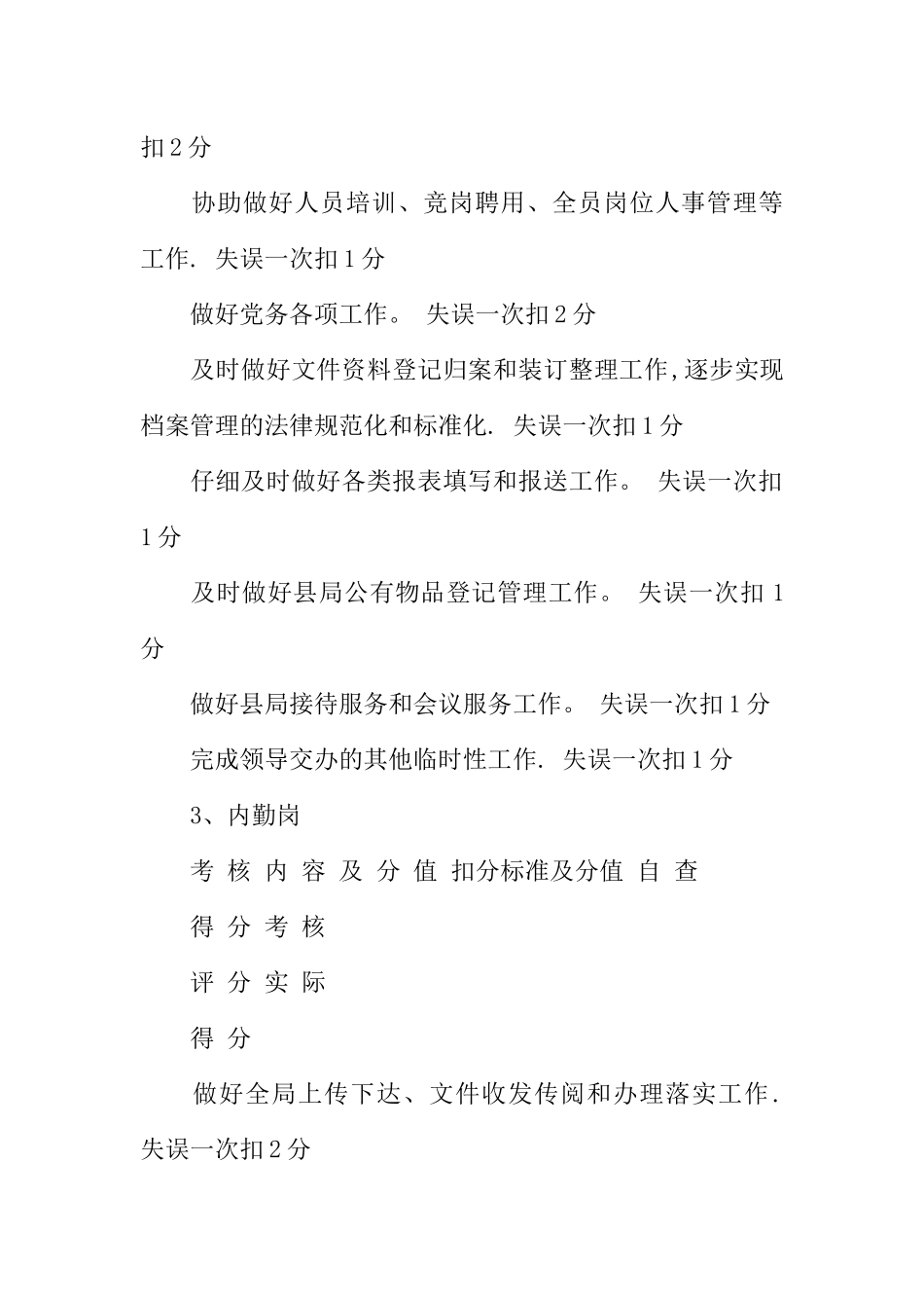 办公室人员岗位工作百分考核细则_第3页