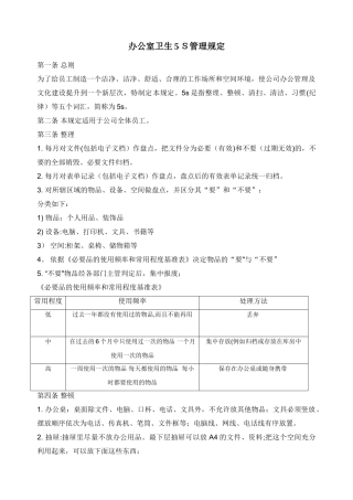 办公室卫生5S管理规定