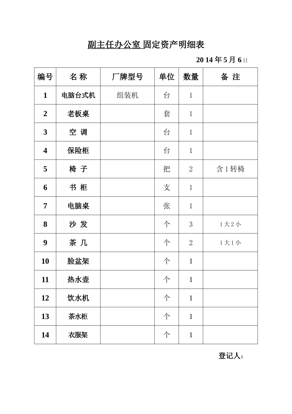 办公室固定资产明细表_第1页