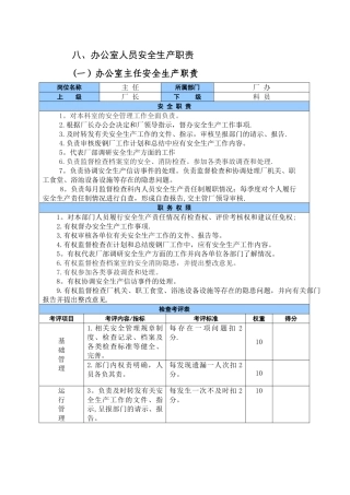 办公室安全生产责任制