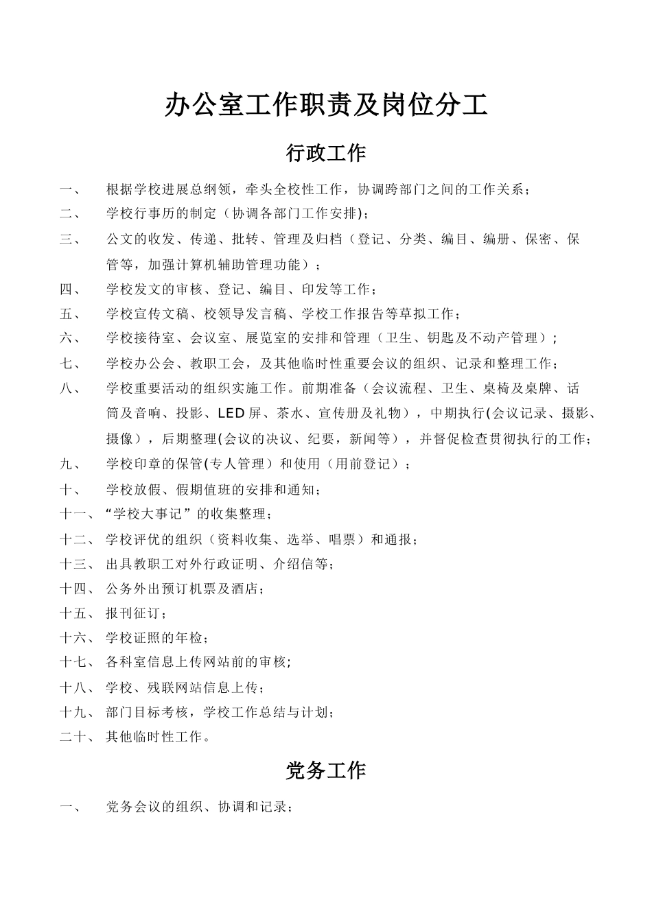 办公室工作职责及岗位分工_第1页