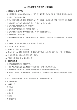 办公室搬迁工作流程及注意事项