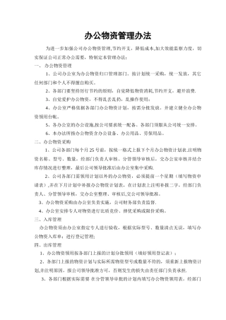 办公物资管理办法