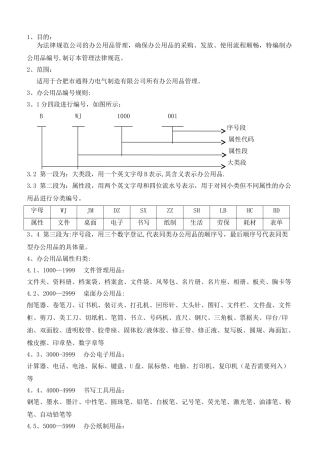 办公用品编码管理规范