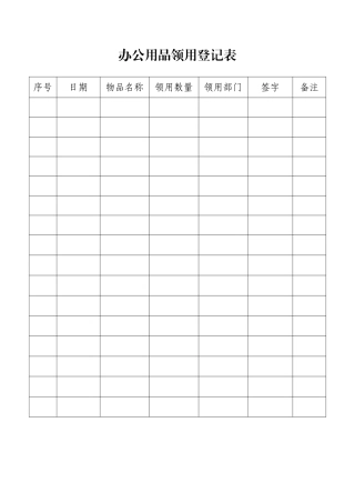 办公用品领用登记表