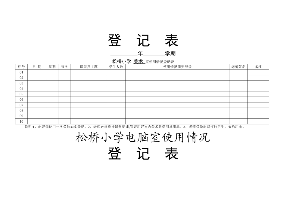功能室使用情况登记表_第2页