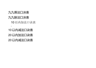 加减乘除口诀表