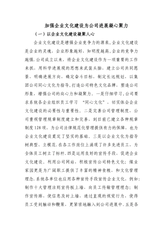 加强企业文化建设为公司发展凝心聚力