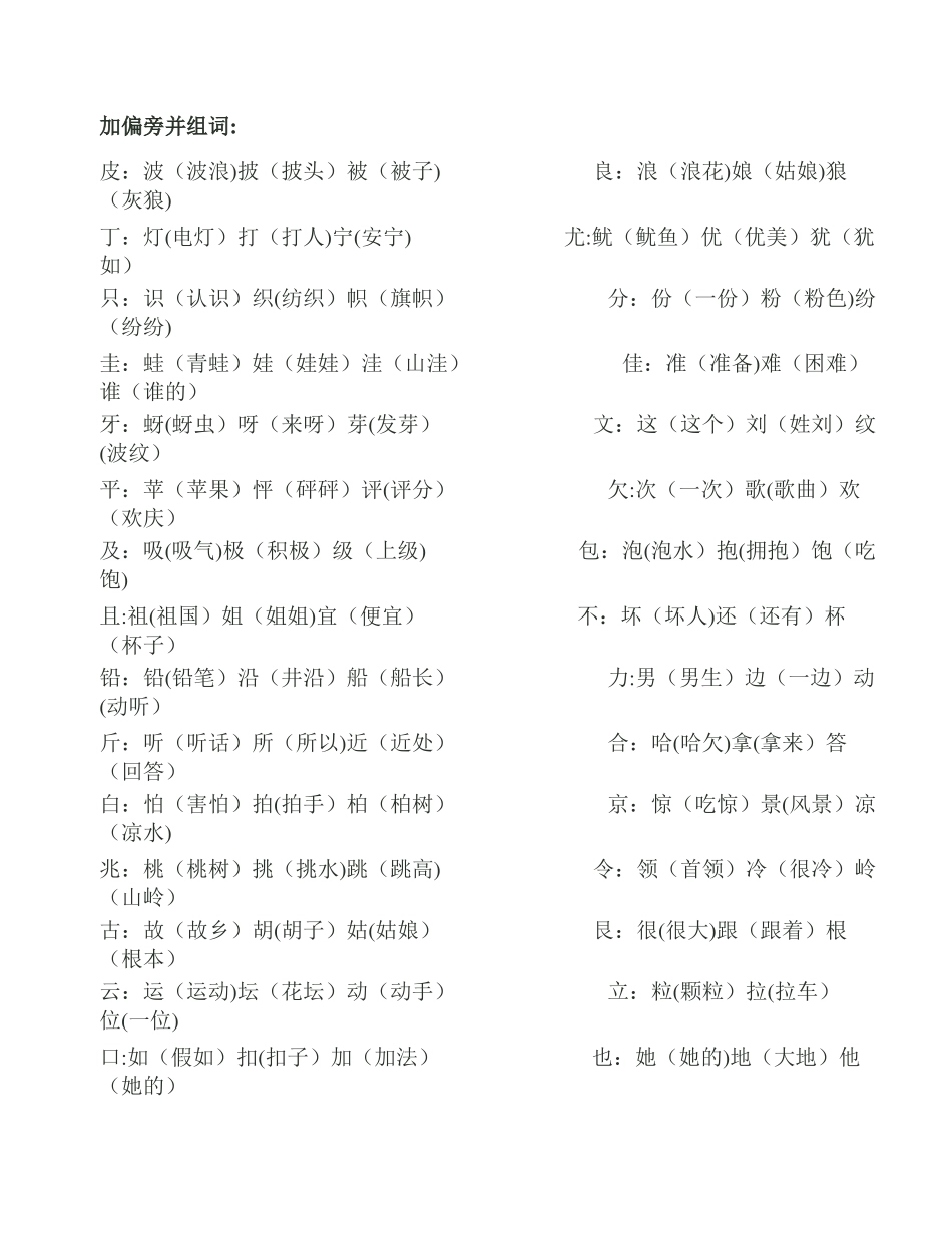 加换偏旁并组词_第1页