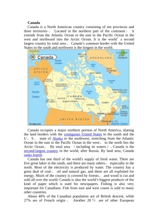 加拿大英文介绍