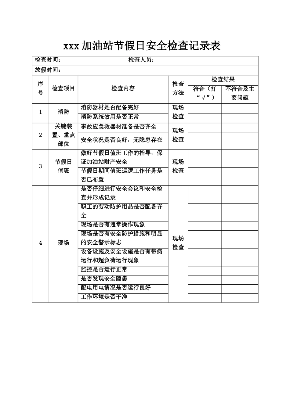 加油站季节性安全检查记录表_第2页