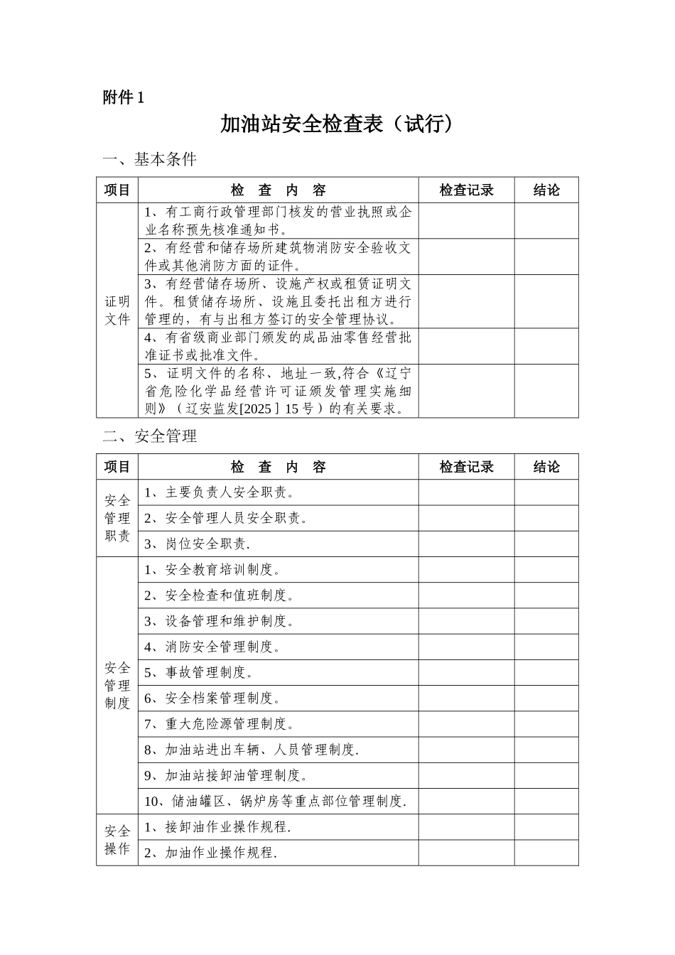 加油站安全检查表_第1页