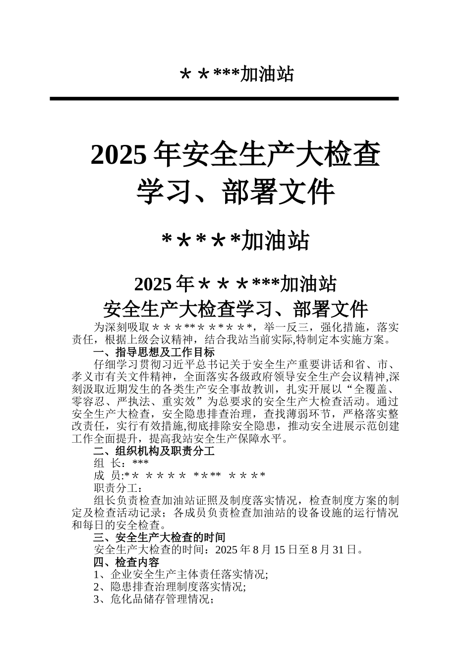 加油站安全生产大检查活动方案---副本_第1页