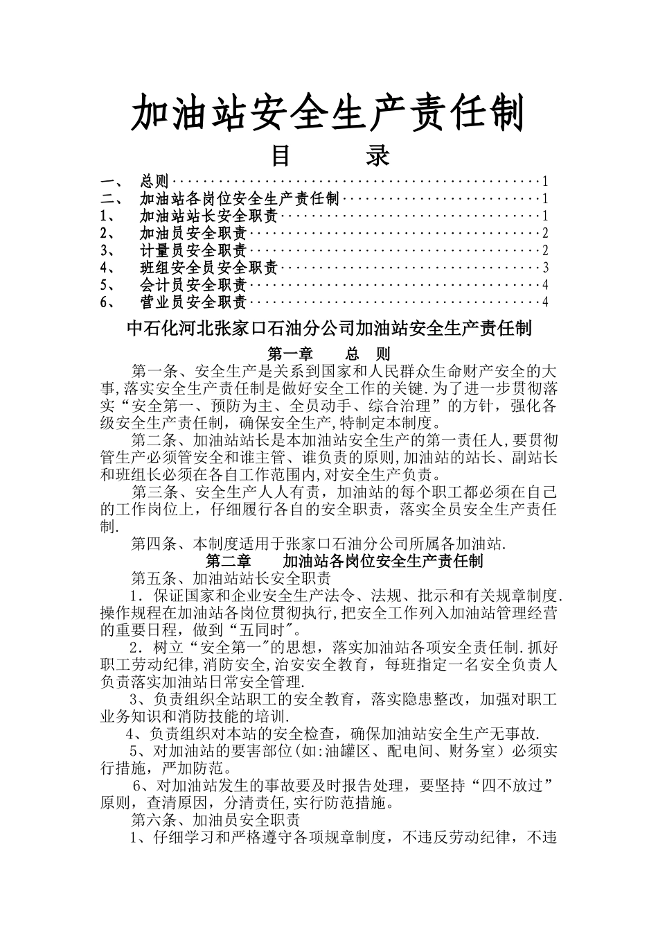 加油站安全生产责任制39418_第1页
