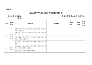 加油站安全隐患自查自纠报告表43905