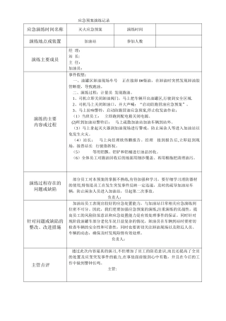 加油站应急预案演练记录模板33927