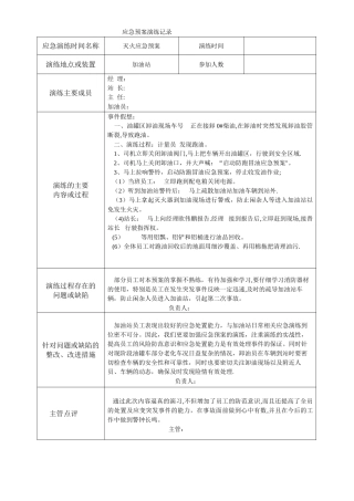 加油站应急预案演练记录模板40600