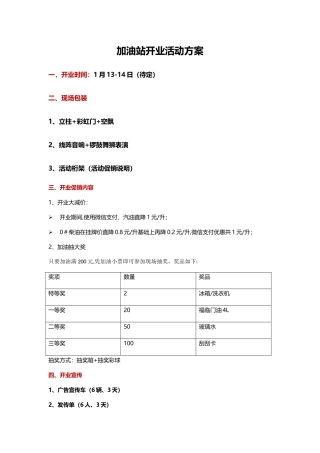 加油站开业活动方案