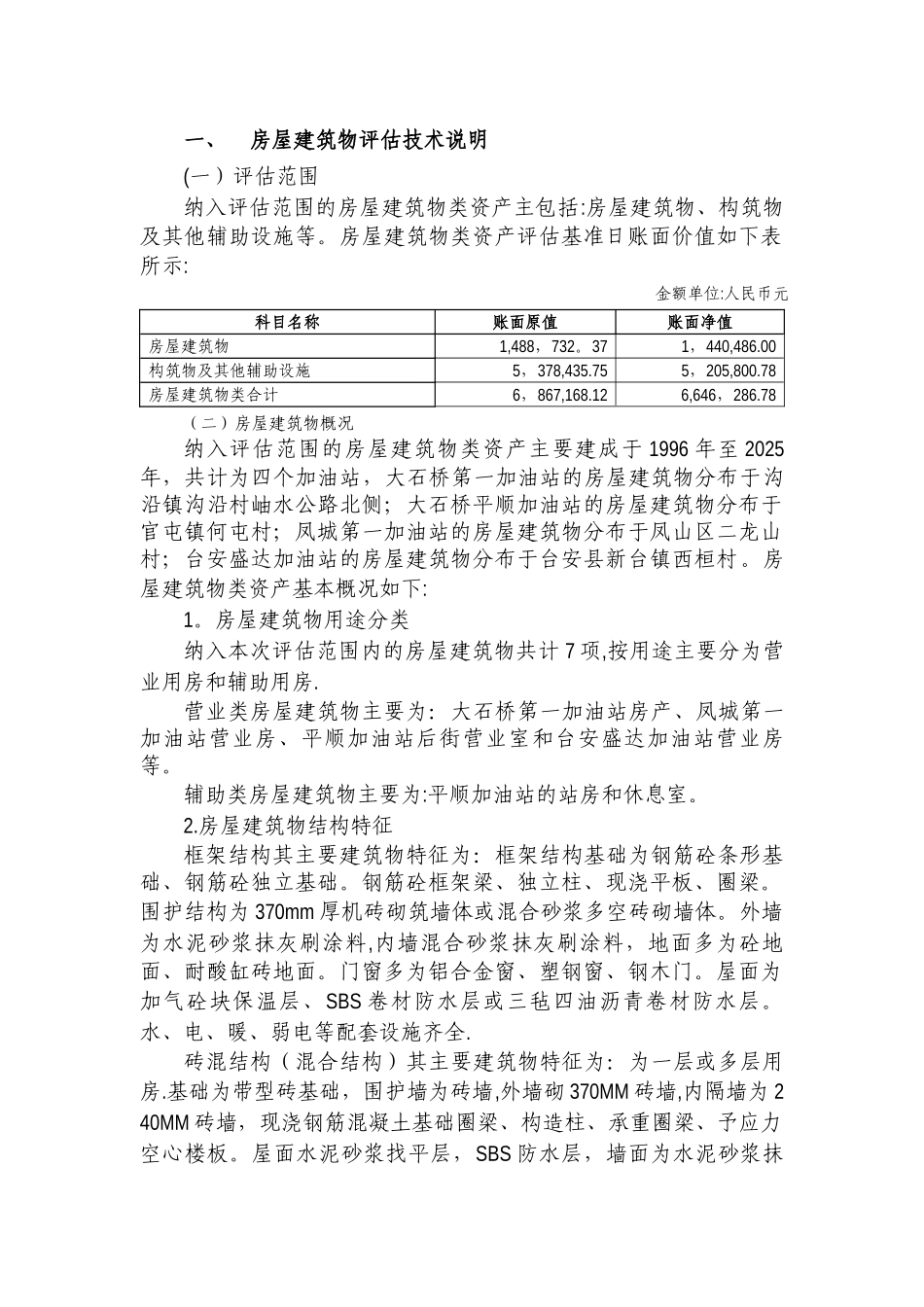 加油站收购项目房屋建筑物评估说明_第1页