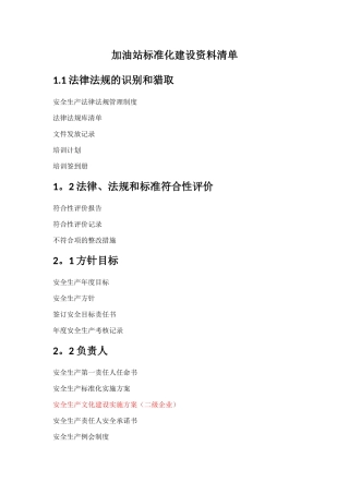 加油站标准化清单