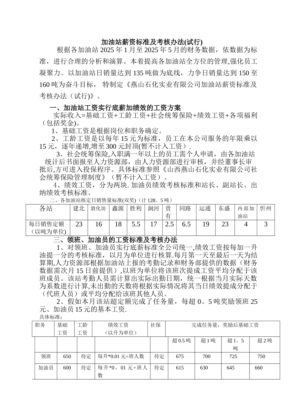 加油站薪资标准及考核办法.001_第1页