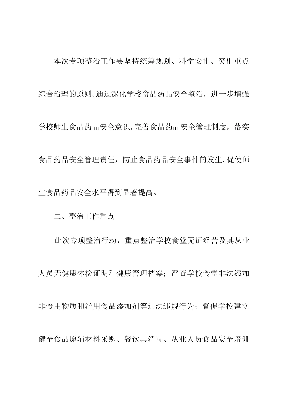 加马铁力克乡巴格拉中心小学校食品药品安全实施工作方案_第2页