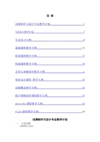 动漫制作与设计专业实施性教学计划1