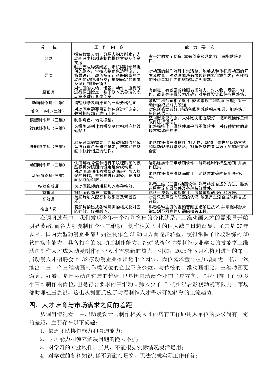 动漫设计与制作专业人才市场需求及岗位分析调研报告_第3页