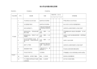 动火作业风险识别表