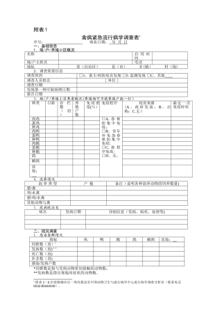 动物疫病紧急流行病学调查表