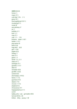 动物英文名大全