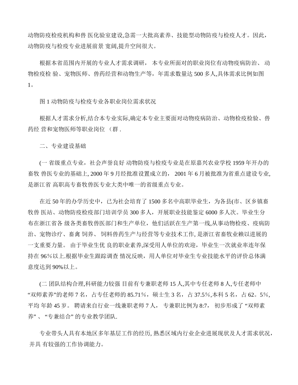 动物防疫与检疫重点专业建设方案._第2页