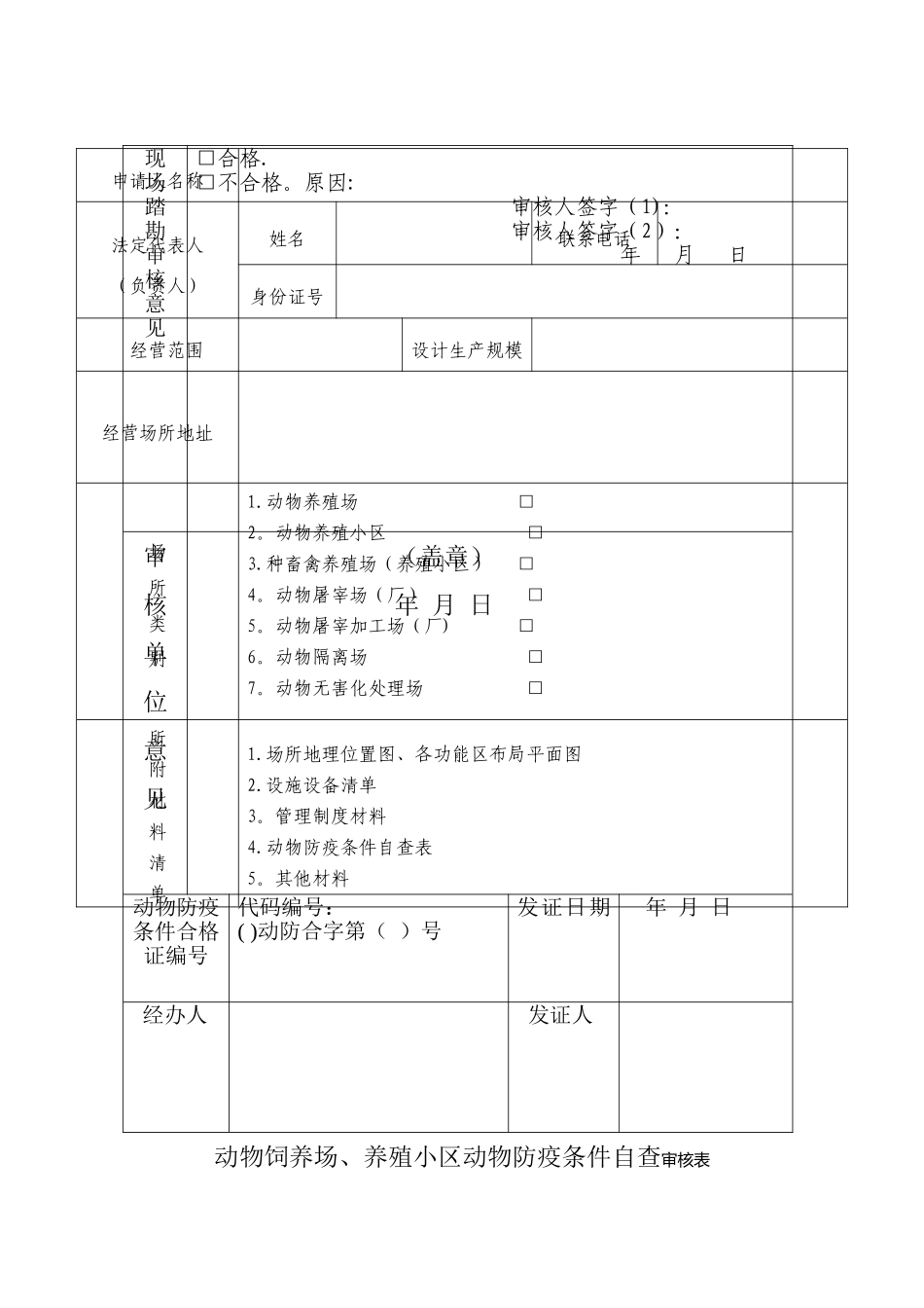 动物防疫条件合格证申请表等表格_第2页