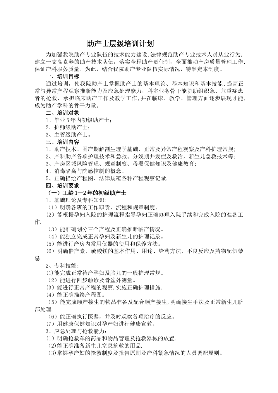 助产士层级培训计划-_第1页