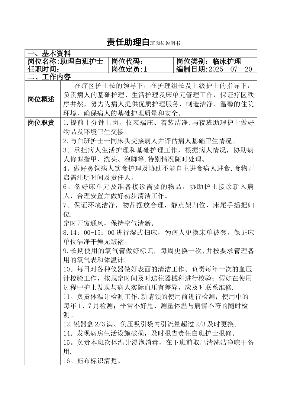 助理护士岗位说明书-_第1页
