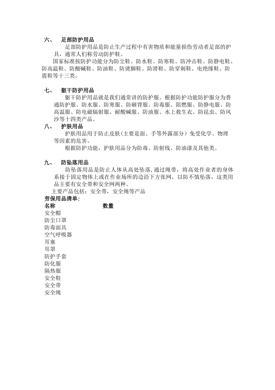 劳保用品分类、清单_第2页