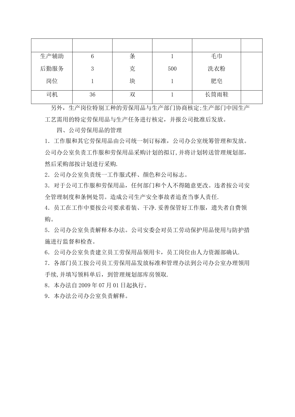 劳保用品发放标准和管理办法_第3页