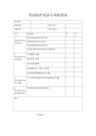 劳保用品检查记录