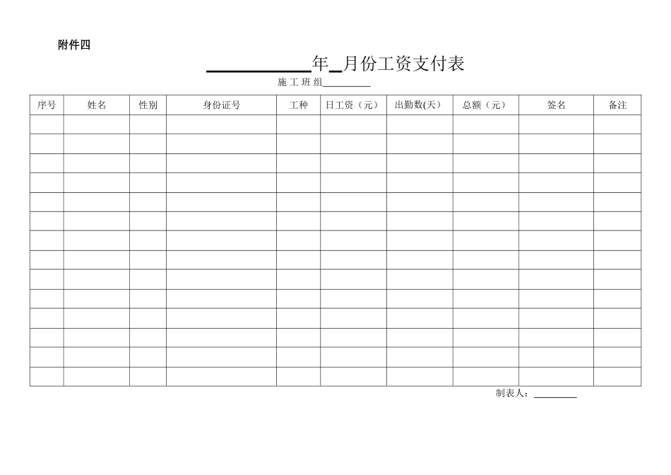 劳务人员工资表91922_第1页