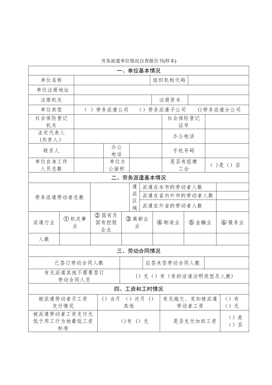 劳务派遣单位情况自查报告书_第1页