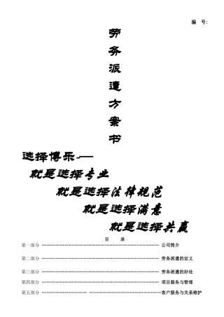 劳务派遣方案计划书