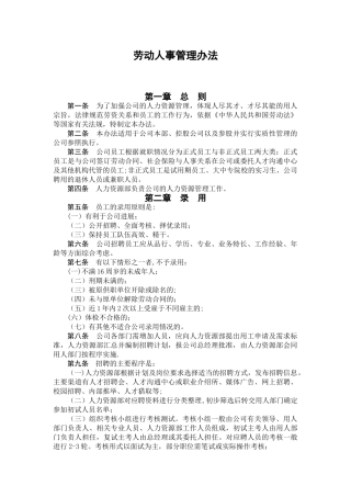 劳动人事管理办法