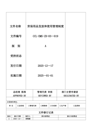 劳动保护用品发放和使用管理制度